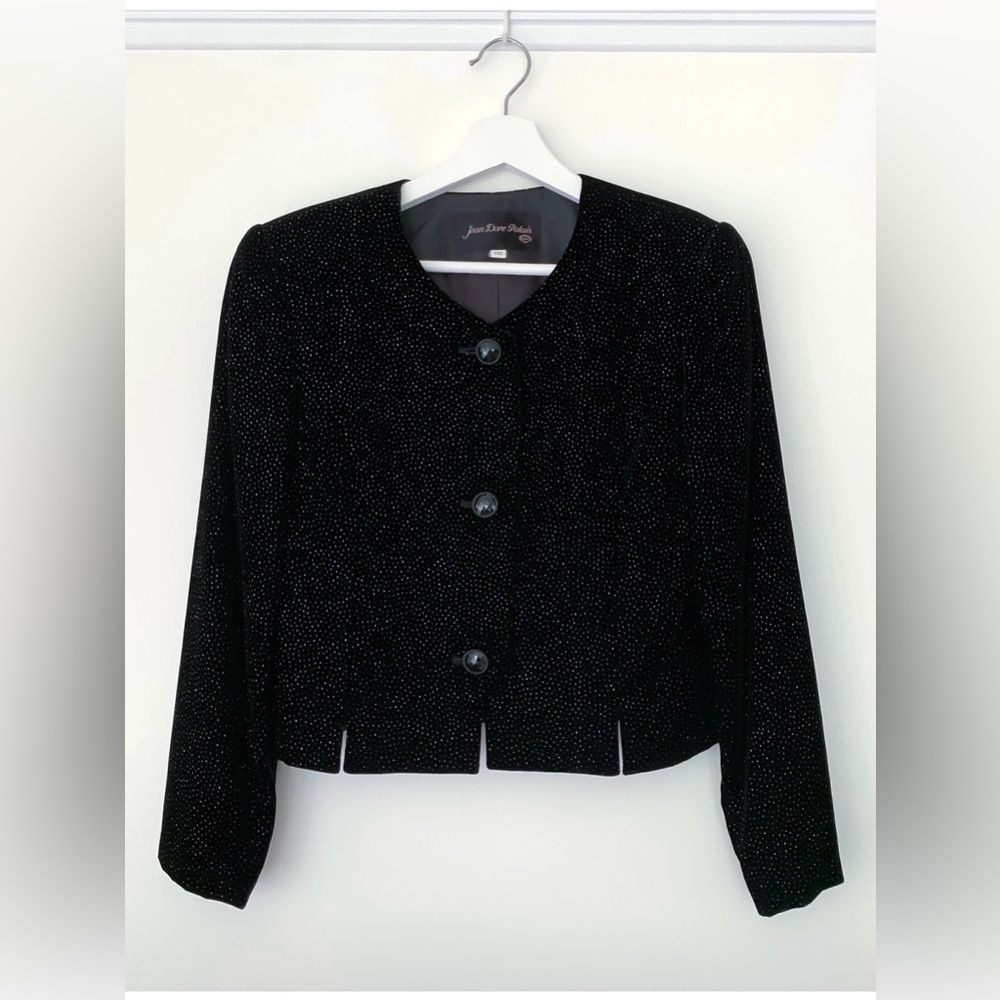 black velvet sparkle glitter party formal special occasion long sleeve jacket